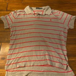 Ralph Lauren Grey and Red Striped Polo